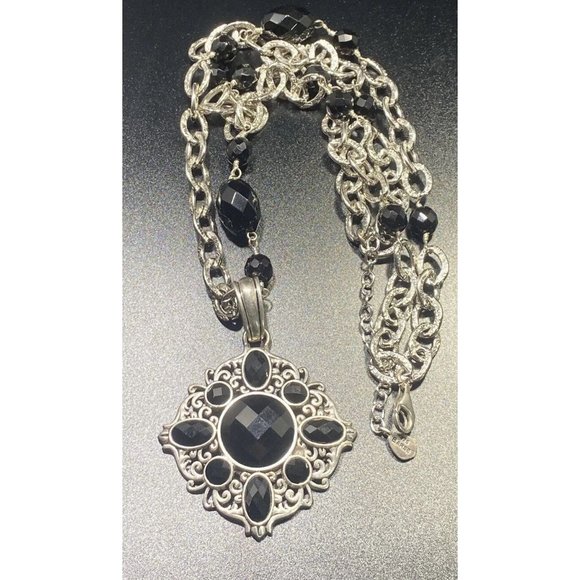 Studio Barse 925 And Faceted Jet Black Onyx Necklace Two Strand Designer - Picture 8 of 8